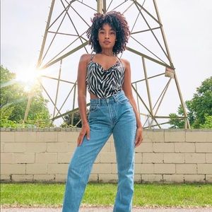 Nasty Gal Zebra Foil Cowl Neck Top